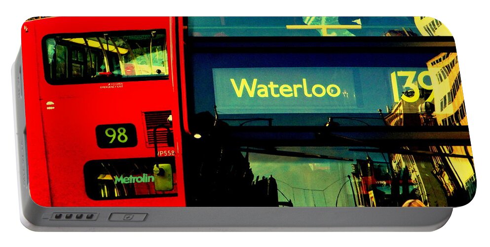 London Portable Battery Charger featuring the photograph Heading to Waterloo on London Bus by Funkpix Photo Hunter