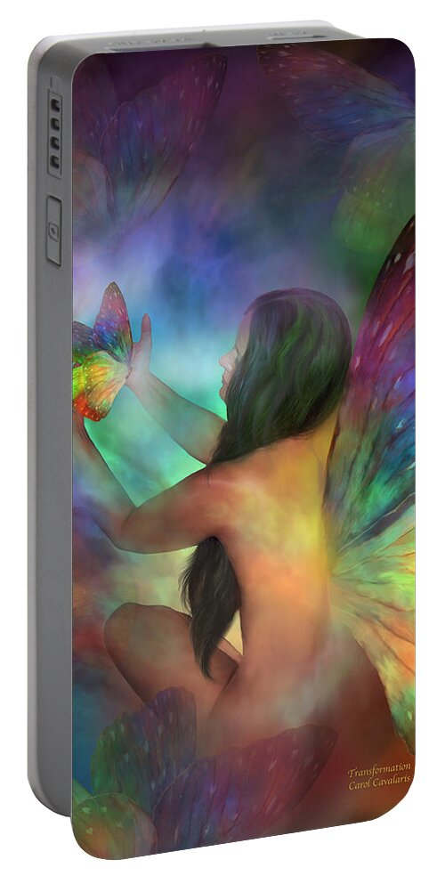 Healing Portable Battery Charger featuring the mixed media Healing Transformation by Carol Cavalaris