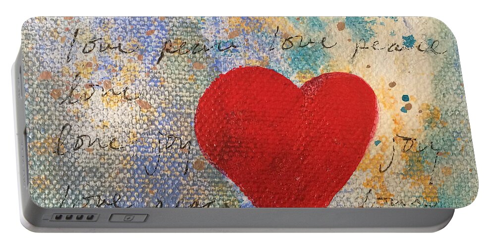 Heart #9 Portable Battery Charger featuring the painting Heart #9 by Robin Pedrero