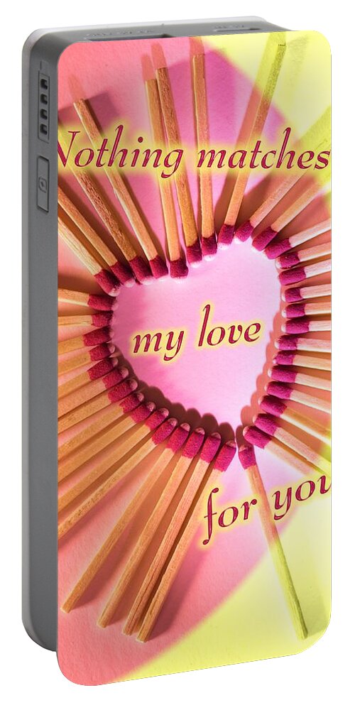 Small Matches Portable Battery Charger featuring the mixed media Heart Matches by Kae Cheatham