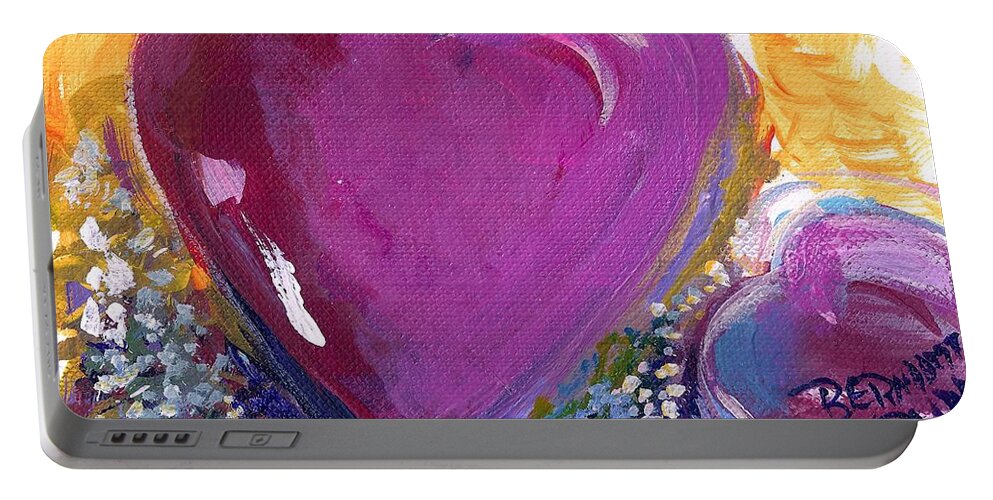 Heart Portable Battery Charger featuring the painting Heart of Love by Bernadette Krupa