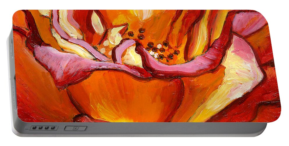 Rose Portable Battery Charger featuring the painting Heart of the Rose #2 by John Lautermilch