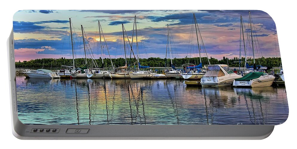 Boats Portable Battery Charger featuring the photograph Hecla Island Boats by Teresa Zieba