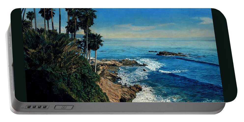 Laguna Beach Portable Battery Charger featuring the painting Heisler Park by Patrick Whelan