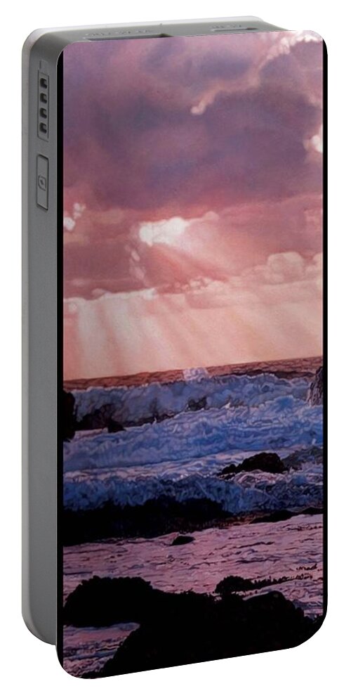 Whelan Art Portable Battery Charger featuring the painting Heisler Park View by Patrick Whelan
