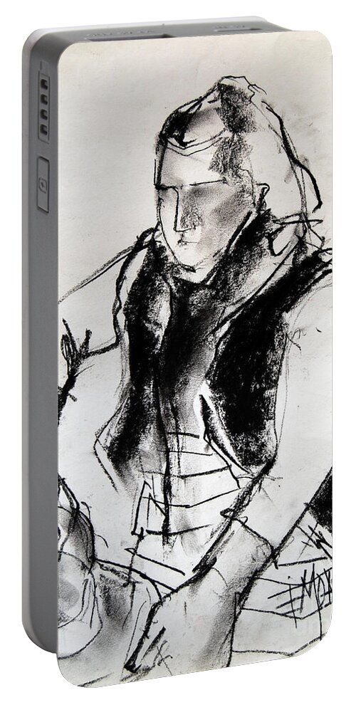 Live Model Study Portable Battery Charger featuring the drawing Helene #3 - figure series by Mona Edulesco