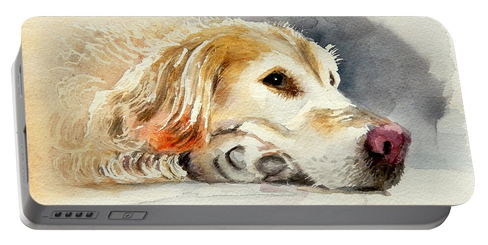 Dog Portable Battery Charger featuring the painting Her Dog by Yoshiko Mishina