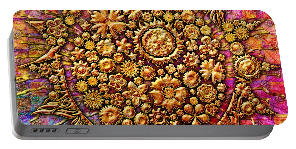 Sun Portable Battery Charger featuring the digital art Here Comes the Sun by Barbara Berney