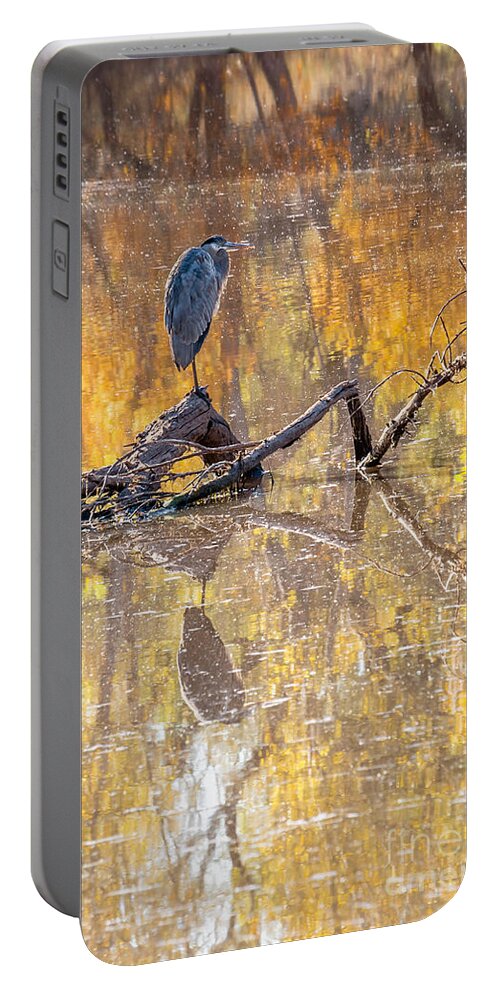 Al Andersen Portable Battery Charger featuring the photograph Heron Reflecting by Al Andersen