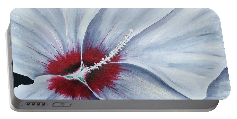 Abstract Portable Battery Charger featuring the painting Hibiscus by Wayne Cantrell