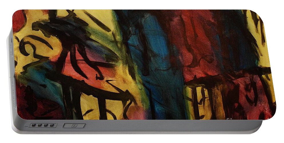 Abstract Painting Portable Battery Charger featuring the painting Hidden In Jamaica by Wayne Cantrell