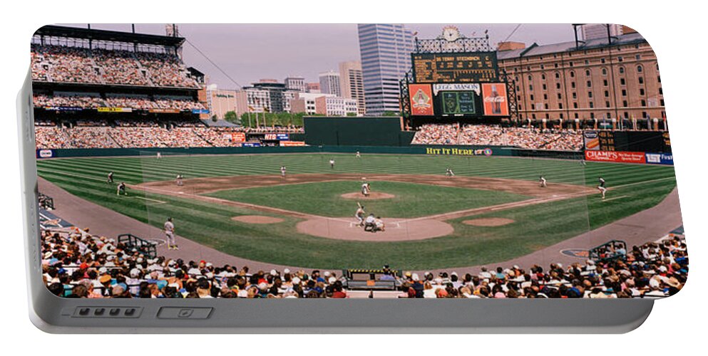 Photography Portable Battery Charger featuring the photograph High Angle View Of A Baseball Field by Panoramic Images