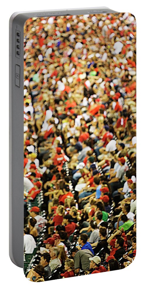 Anaheim - California Portable Battery Charger featuring the photograph High Angle View Of Baseball Fans by Ron Koeberer