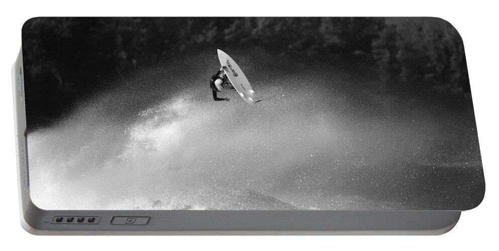 Black And White Portable Battery Charger featuring the photograph High Flyer by Sean Davey