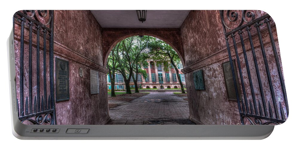 College Of Charleston Portable Battery Charger featuring the photograph Higher Education Tunnel by Dale Powell