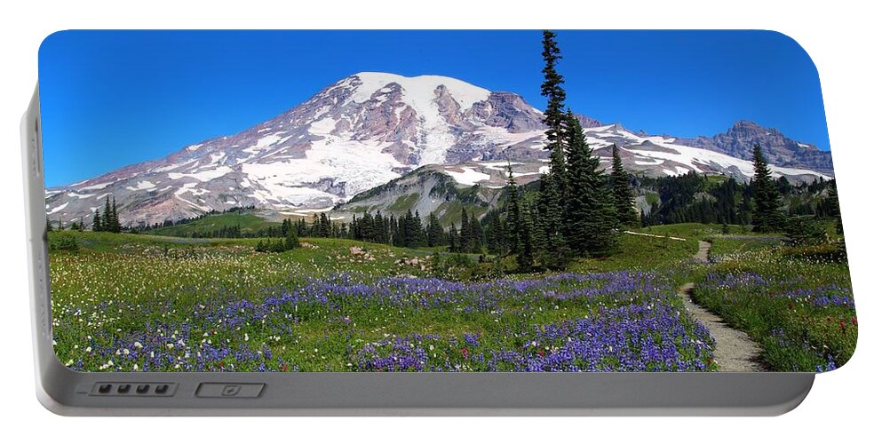 Wildflowers Portable Battery Charger featuring the photograph Hiking on Mazama Ridge by Lynn Hopwood