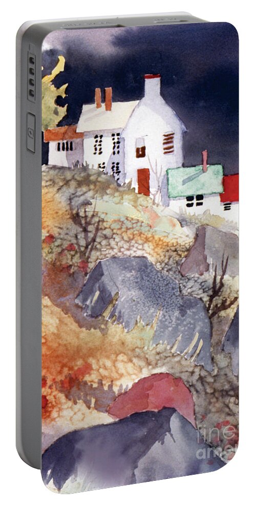 Hill House Portable Battery Charger featuring the painting Hill House by Teresa Ascone