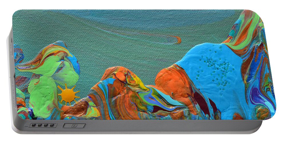 Modern Portable Battery Charger featuring the painting Hills Of A Different Color by Donna Blackhall