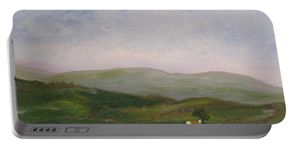 Landscape Portable Battery Charger featuring the painting Hills of Ireland by Barbara McDevitt