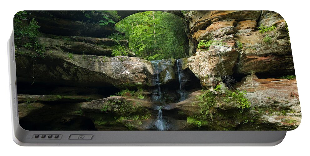 Waterfall Portable Battery Charger featuring the photograph Hocking Hills Waterfall 1 by Flees Photos