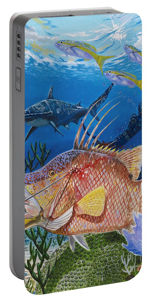 Hog Snapper Portable Battery Charger featuring the painting Hog Fish spear by Carey Chen