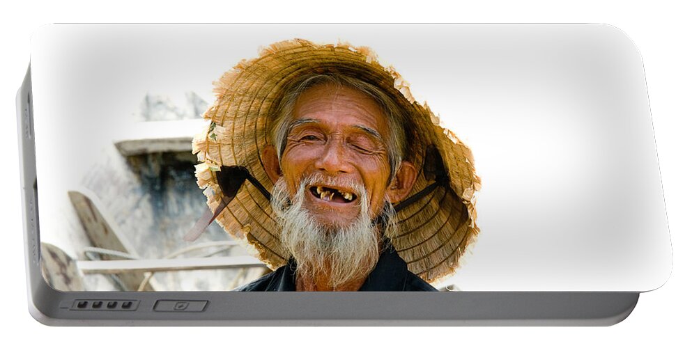Close-up. Unesco Portable Battery Charger featuring the photograph Hoi An Fisherman by David Smith