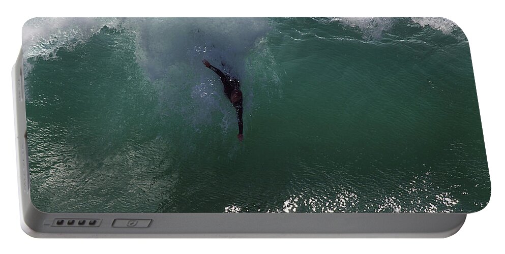 Big Surf Portable Battery Charger featuring the photograph Hold Your Breath by Joe Schofield