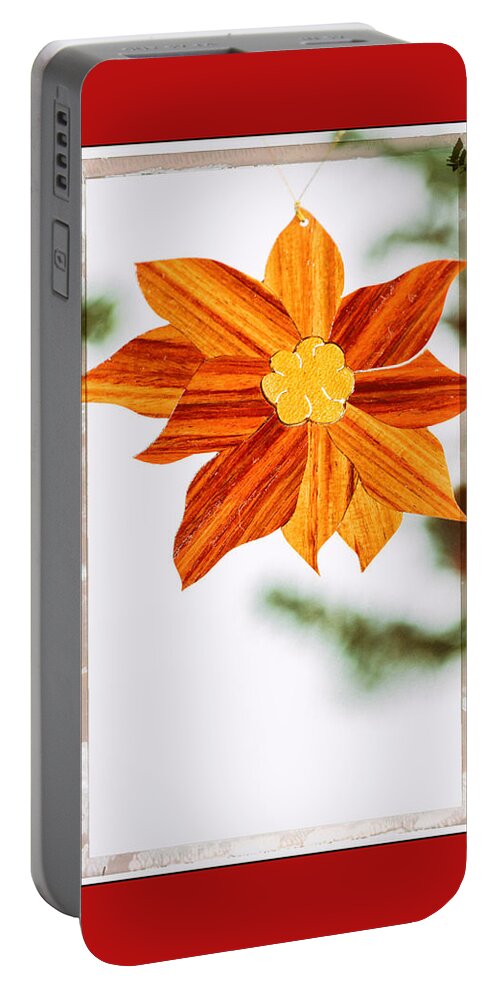 Christmas Portable Battery Charger featuring the photograph Holiday Pointsettia Art Ornament in Red by Jo Ann Tomaselli