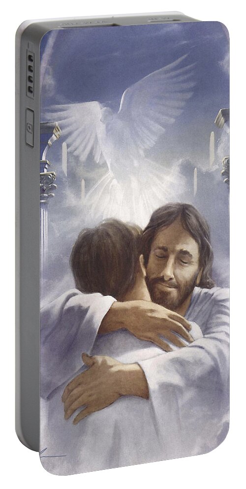 Christian Wall Art Portable Battery Charger featuring the painting Home At last by Danny Hahlbohm