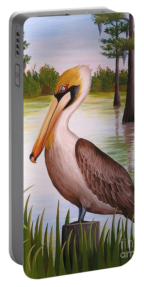 Bird Portable Battery Charger featuring the painting Home on the Bayou by Valerie Carpenter