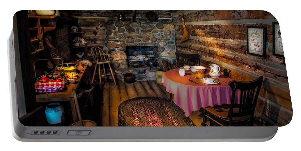 Log Cabin Kitchen Portable Battery Charger featuring the photograph Home Sweet Home by Paul Freidlund