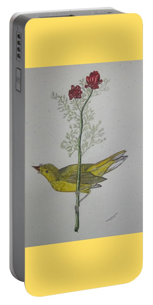 Hooded Warbler Portable Battery Charger featuring the painting Hooded Warbler by Kathy Marrs Chandler