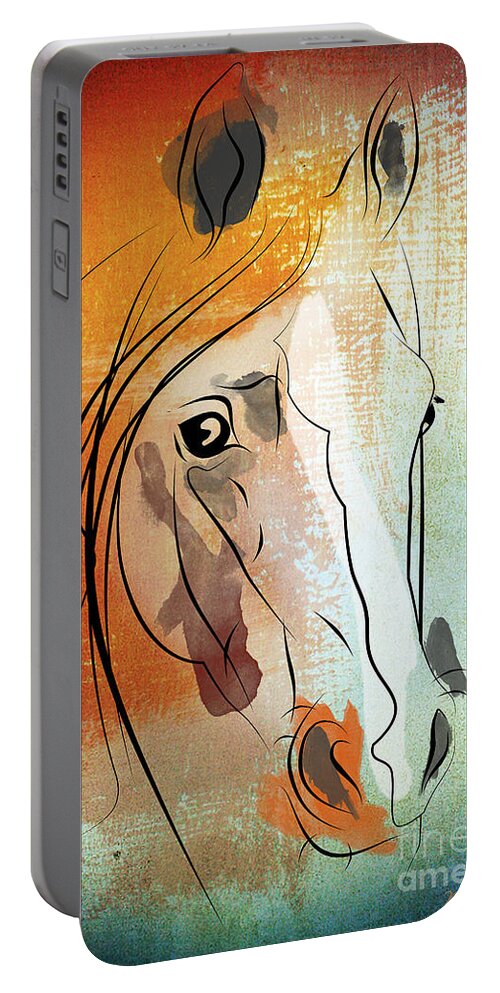 Horse Painting Portable Battery Charger featuring the digital art Horse 3 by Mark Ashkenazi