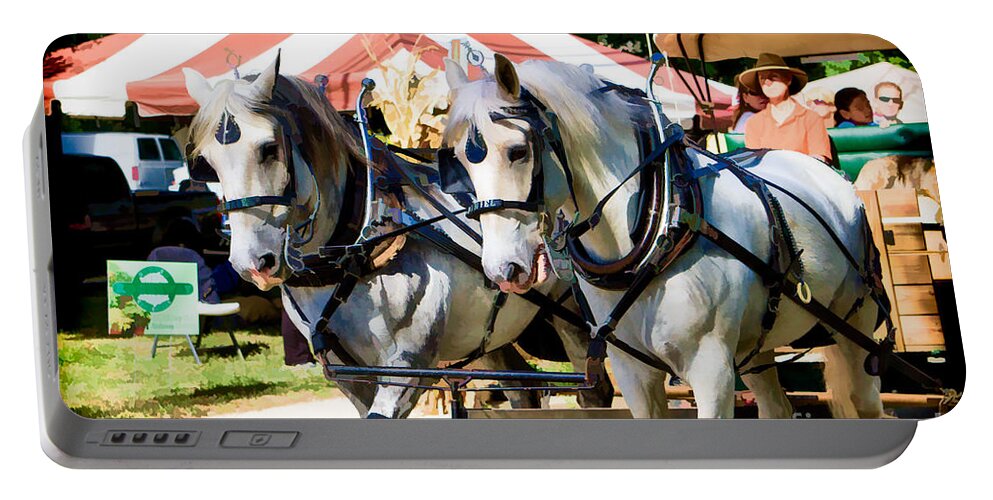  Portable Battery Charger featuring the photograph Horse Drawn Carriage by Eleanor Abramson