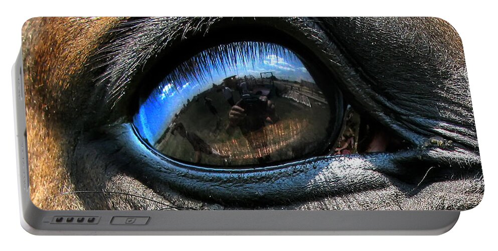 Eye Portable Battery Charger featuring the photograph Horse eye by Daliana Pacuraru