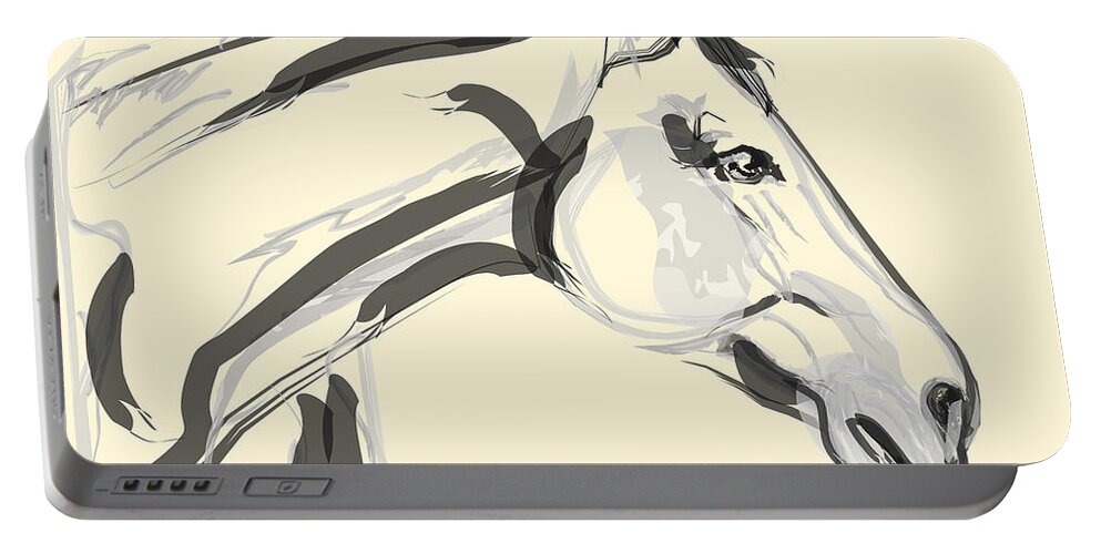 Horse Portrait Portable Battery Charger featuring the painting Horse - Lovely by Go Van Kampen