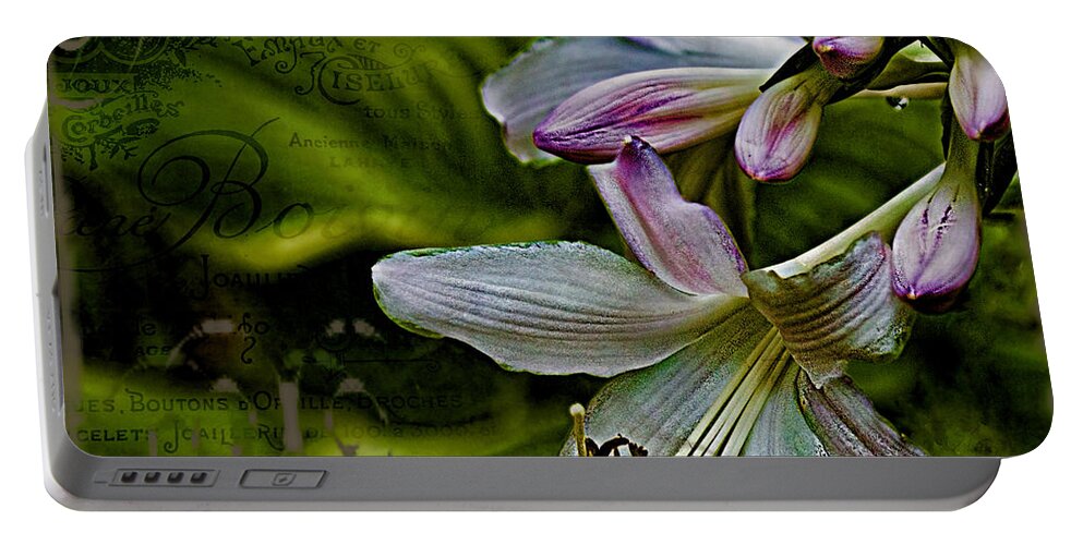 Hosta Lilies With Texture Portable Battery Charger featuring the photograph Hosta lilies with texture by Bellesouth Studio