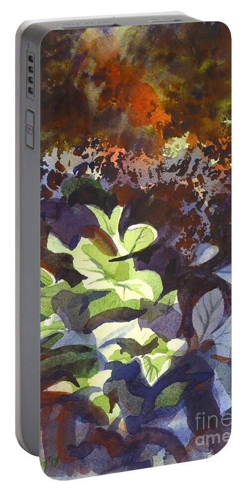 Hostas In The Forest Portable Battery Charger featuring the painting Hostas in the Forest by Kip DeVore