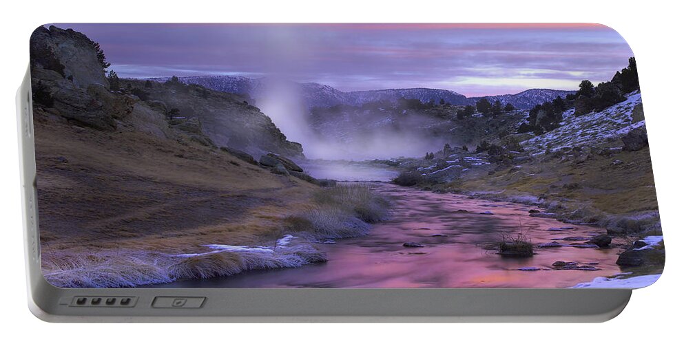 00175514 Portable Battery Charger featuring the photograph Hot Creek At Sunset Sierra Nevada by Tim Fitzharris