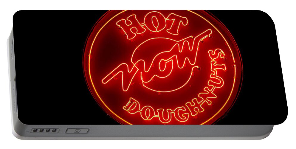 Hot Now Portable Battery Charger featuring the photograph Hot Now Krispy Kreme by Jerry Gammon