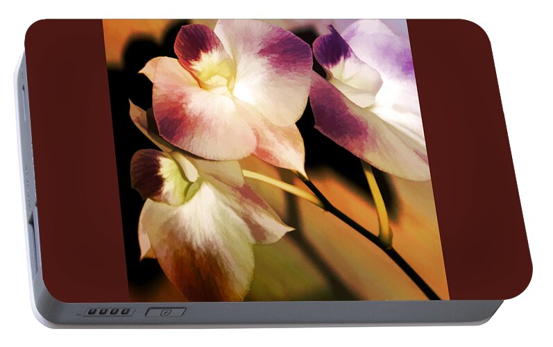 Floral Portable Battery Charger featuring the photograph Hot Orchid Nights by Holly Kempe