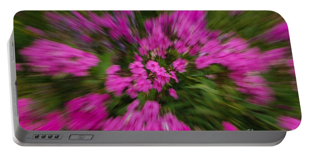 Pink Portable Battery Charger featuring the photograph Hot Pink Flower Zoom by Grace Grogan