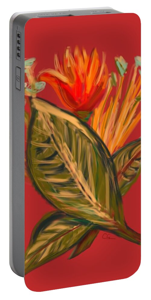 Floral Portable Battery Charger featuring the digital art Hot Tulip l by Christine Fournier