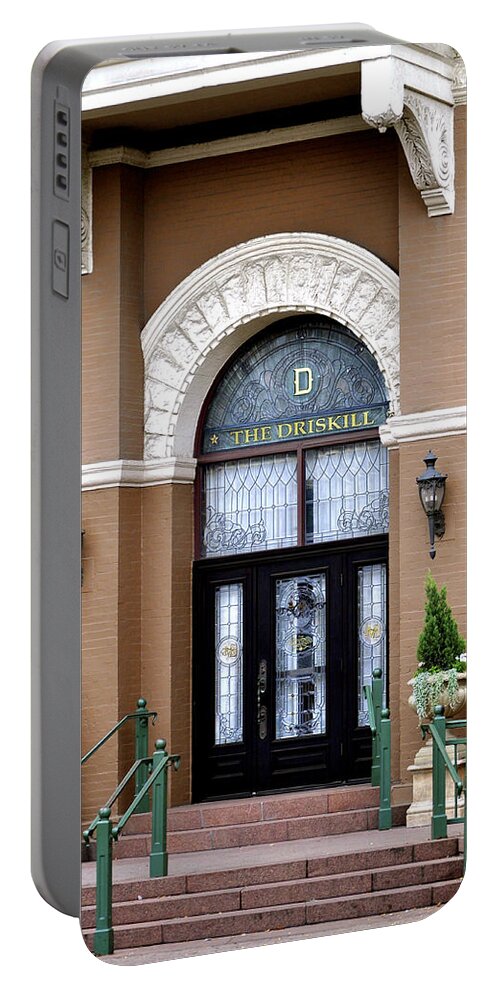 Driskill Hotel Photograph Portable Battery Charger featuring the photograph Hotel Door Entrance by Kristina Deane