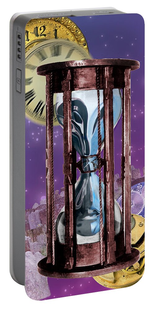 Hourglass Portable Battery Charger featuring the digital art Hourglass by Lisa Yount