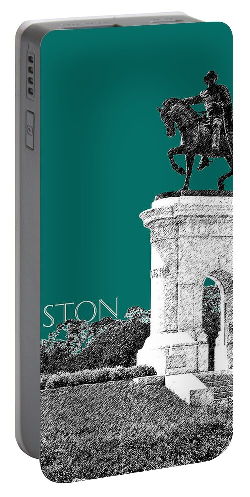 Architecture Portable Battery Charger featuring the digital art Houston Sam Houston Monument - Sea Green by DB Artist