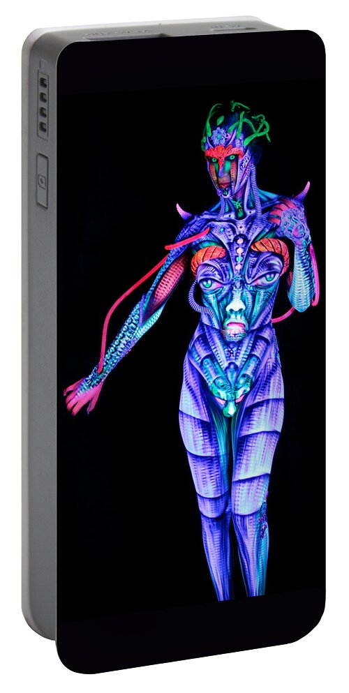 H.r. Giger Portable Battery Charger featuring the photograph HR Giger Inspired B by Alex Hansen - Julian Bartram - Cully Firmin