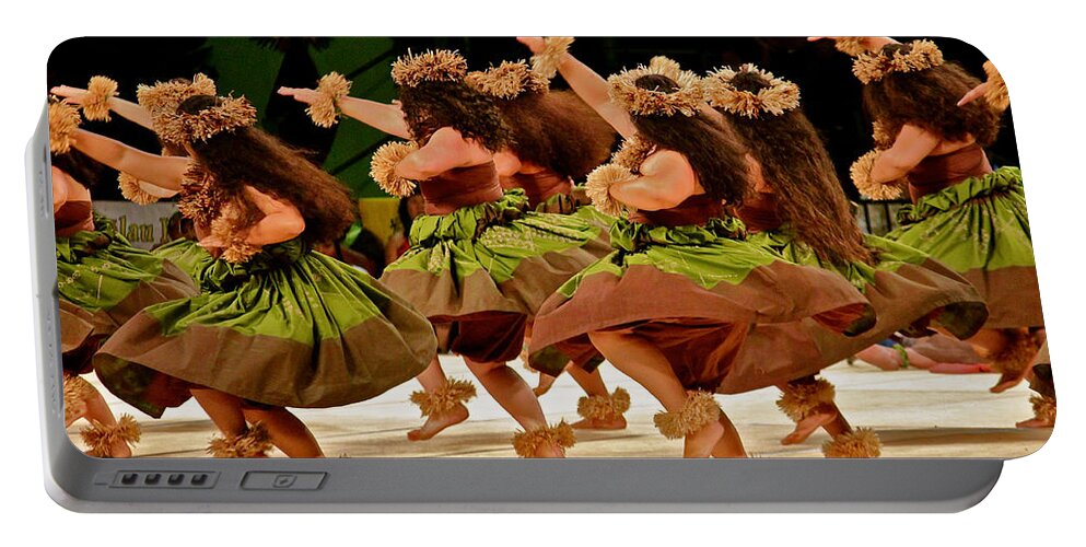 People Portable Battery Charger featuring the photograph Hula Dancers at the Merrie Monarch Festival by Venetia Featherstone-Witty