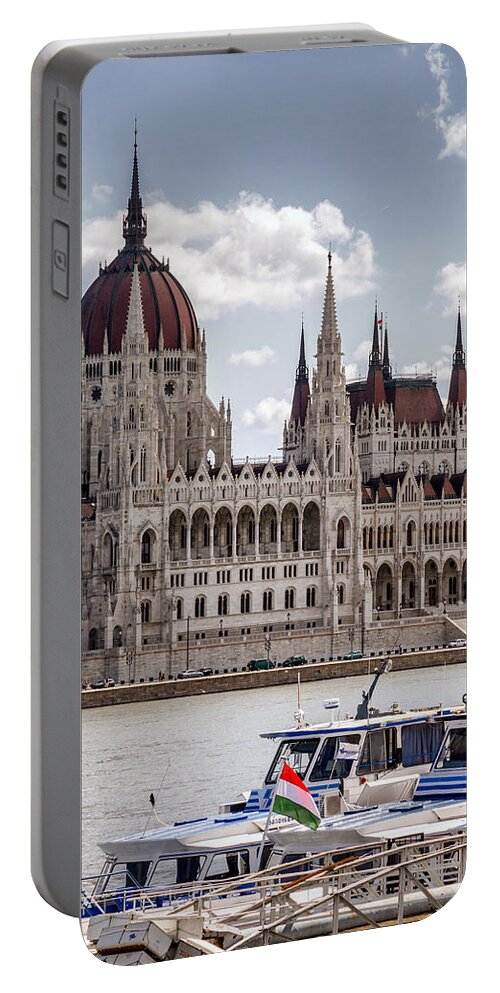 Country Portable Battery Charger featuring the photograph Hungarian Parliament across the Danube by Pablo Lopez