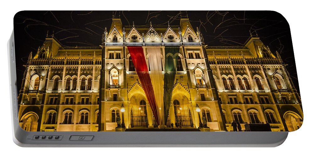 Country Portable Battery Charger featuring the photograph Hungarian Parliament at Night by Pablo Lopez
